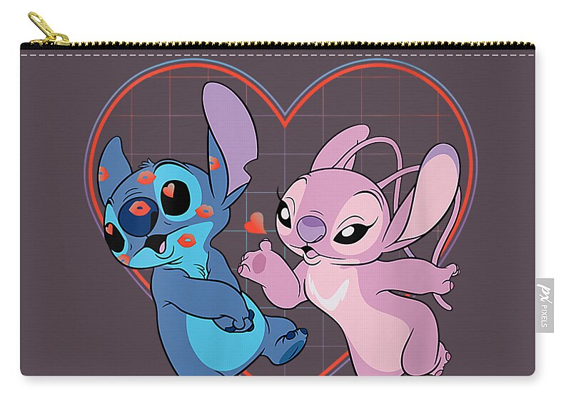 Womens Disney Lilo and Stitch Angel Heart Kisses Zip Pouch by