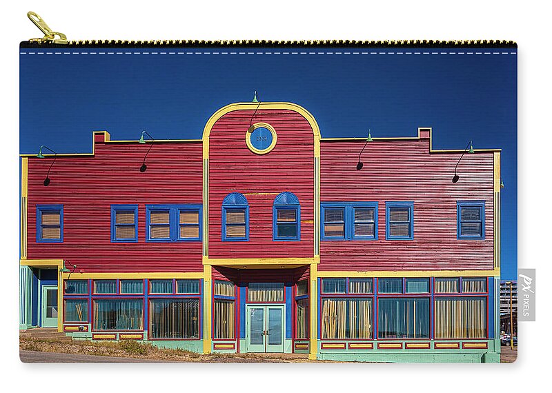 © 2022 Lou Novick All Rights Reversed Zip Pouch featuring the photograph Wommack's Event Center by Lou Novick