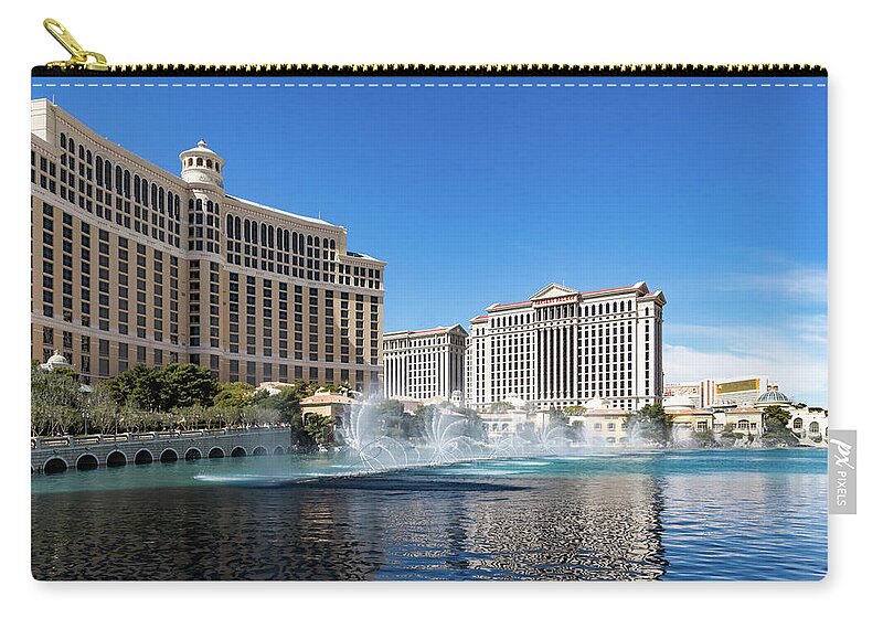 Splendiferous Zip Pouch featuring the photograph Wonderful Dancing Fountains - Bellagio Las Vegas by Georgia Mizuleva