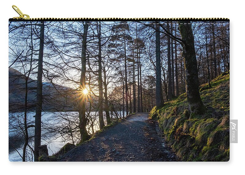 Buttermere Cumbria Zip Pouch featuring the mixed media Woodland Walks Buttermere by Smart Aviation