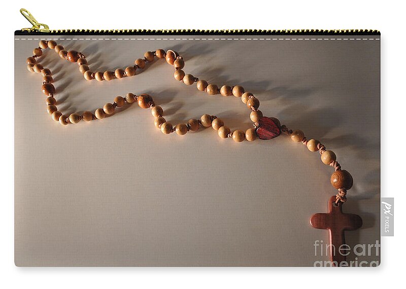 Color Zip Pouch featuring the sculpture Woods Rosary Mixed Media Assemblage Sculpture by Leigh N Eldred