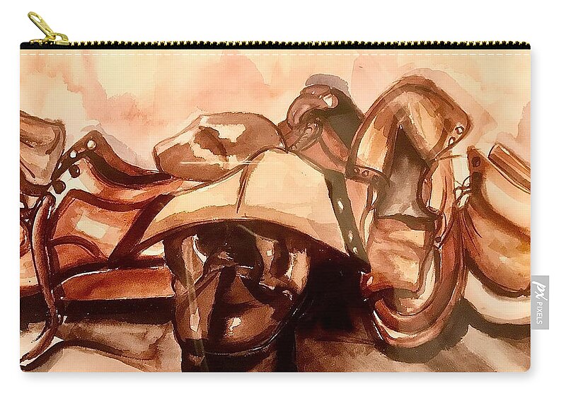  Zip Pouch featuring the painting Workin Shoes by Angie ONeal