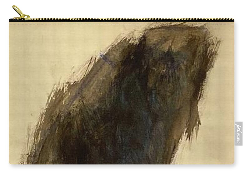 Black Zip Pouch featuring the painting Wrapped figure in black by David Euler