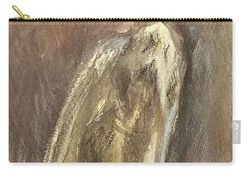 Pigments Zip Pouch featuring the drawing Wrapped Figure in Brown by David Euler