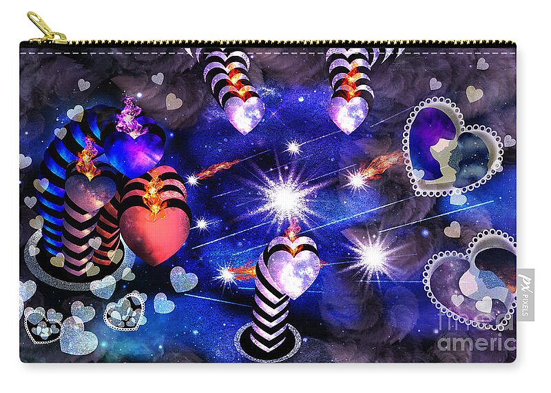Hearts Zip Pouch featuring the mixed media Written In The Stars by Diamante Lavendar