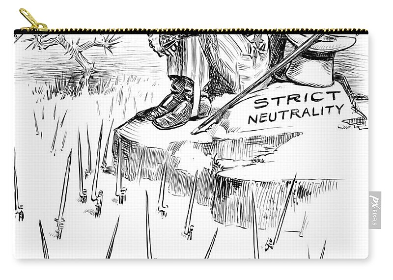 1914 Zip Pouch featuring the drawing WWI Neutrality, c1914 by William A Rogers