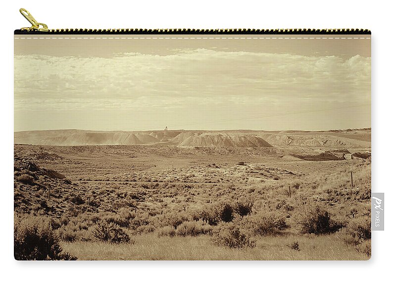 Wyoming Landscape Zip Pouch featuring the photograph Wyoming Landscape Mining scene Mono by Cathy Anderson