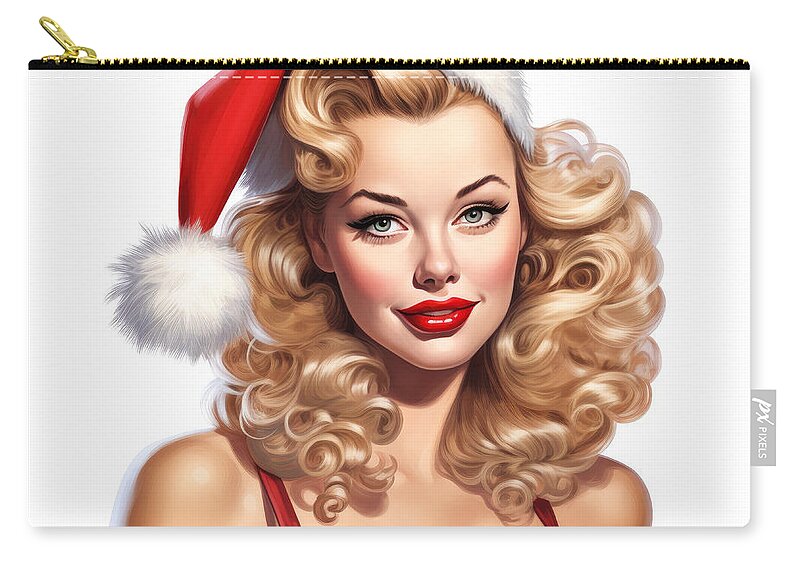 Painting Zip Pouch featuring the painting X-Mas Pin-up No.2 by My Head Cinema