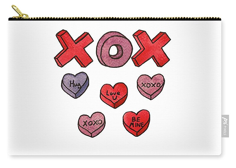 Valentine's Day Zip Pouch featuring the mixed media Xoxo by Lisa Neuman