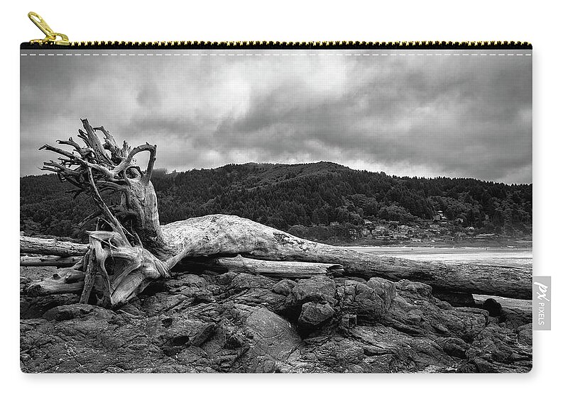 Tree Zip Pouch featuring the photograph Yachats Driftwood by Steven Clark