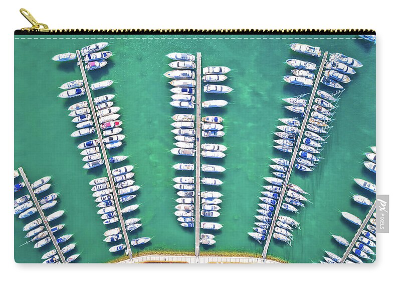 Novigrad Zip Pouch featuring the photograph Yachting club and marina aerial view, Novigrad Istarski by Brch Photography