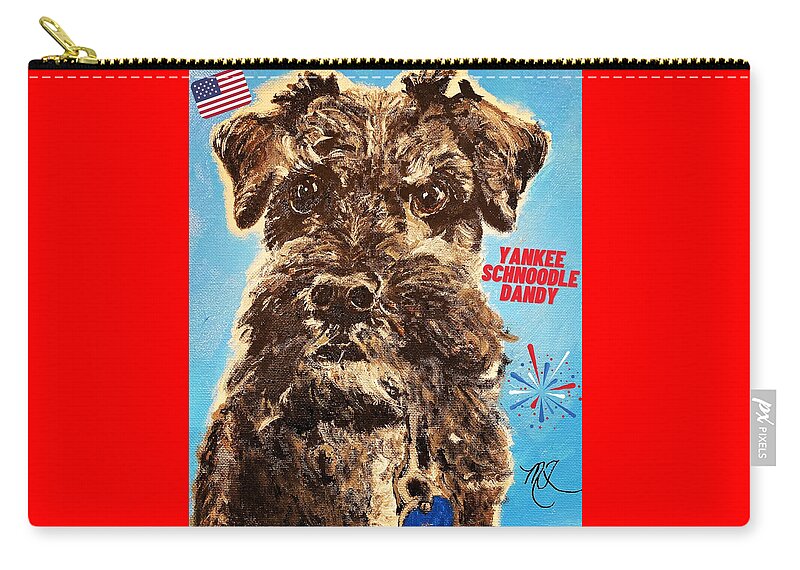 Shih-tzu/poodle Zip Pouch featuring the painting Yanky Schnoodle Dandy by Melody Fowler