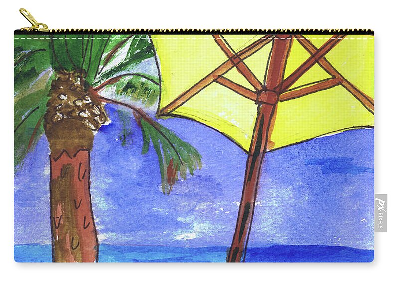 Fun Zip Pouch featuring the painting Yella Brella by Genevieve Holland