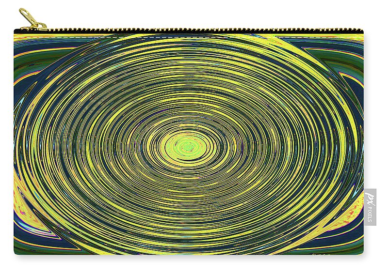 Yellow And Black Circle Abstract Zip Pouch featuring the digital art Yellow And Black Circle Abstract by Tom Janca