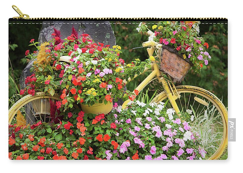 Bike Zip Pouch featuring the photograph Yellow Bike by George Robinson