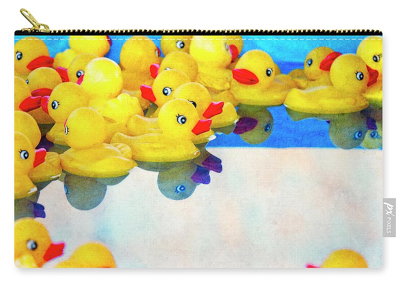 Yellow Duckies Zip Pouch featuring the photograph Yellow Duckies by Sandra Selle Rodriguez