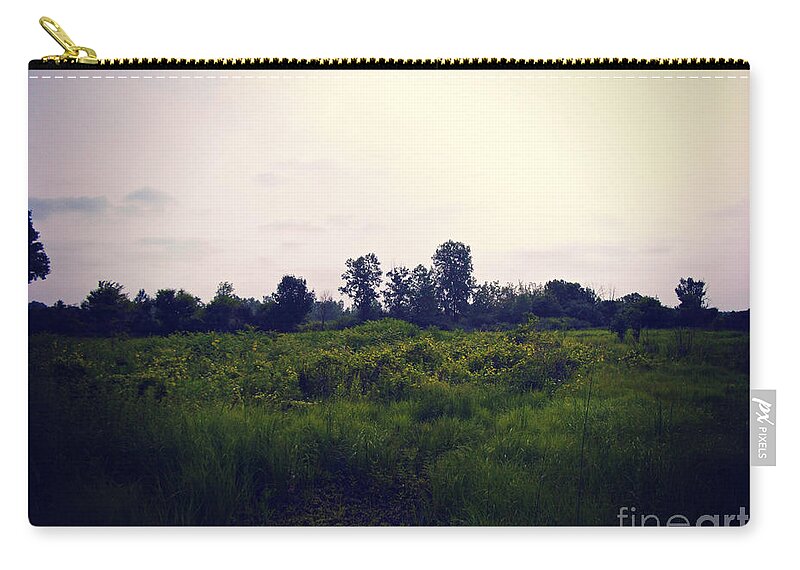 Landscap Zip Pouch featuring the photograph Yellow Flowers In The Field by Frank J Casella by Frank J Casella