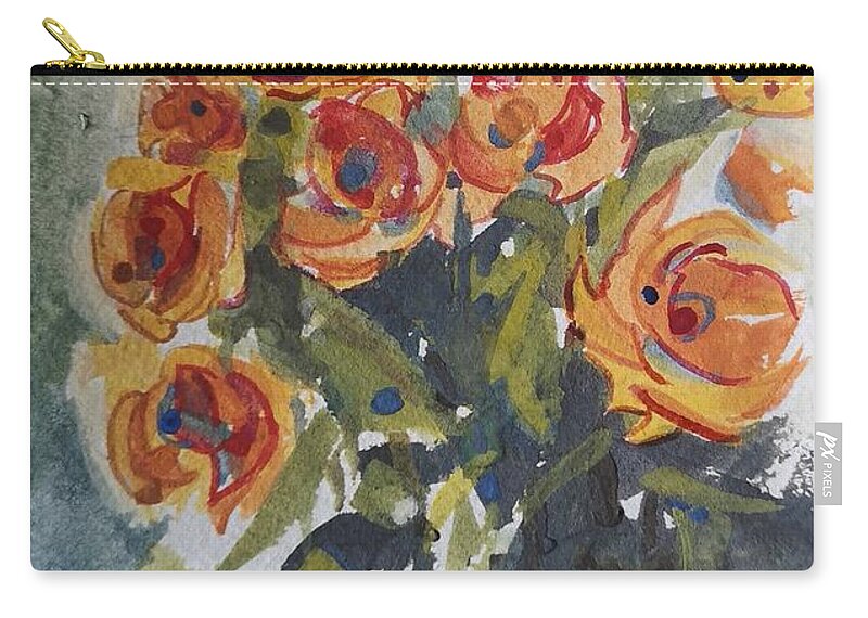 Floral Zip Pouch featuring the painting Yellow Flowers by Sheila Romard