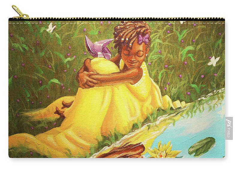Yellow Zip Pouch featuring the painting Yellow Lotus by Jerome White