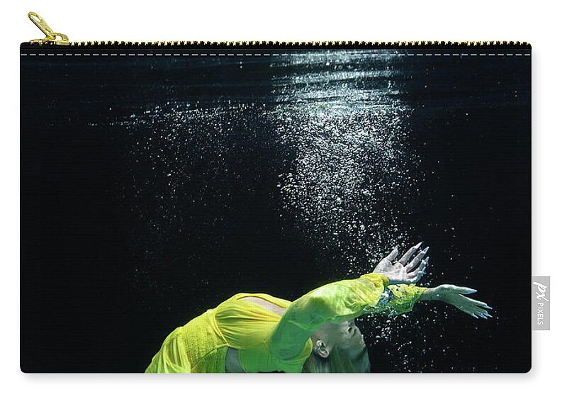Underwater Zip Pouch featuring the photograph Yellow Mermaid by Gemma Silvestre