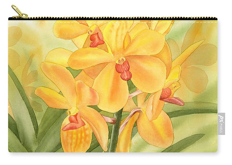 Yellow Carry-all Pouch featuring the painting Yellow Orchid by Espero Art