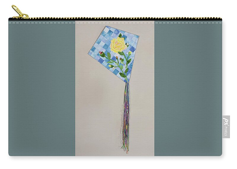 Yellow Rose Of Texas Zip Pouch featuring the mixed media Yellow Rose of Texas by Vivian Aumond