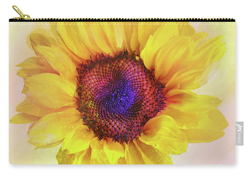 Sunflower Zip Pouch featuring the mixed media Yellow Sunflower Happiness by Shari Warren