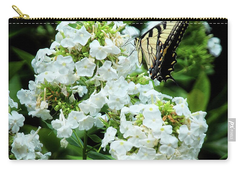 Butterfly Zip Pouch featuring the photograph Yellow Swallowtail and Bloom by George Taylor