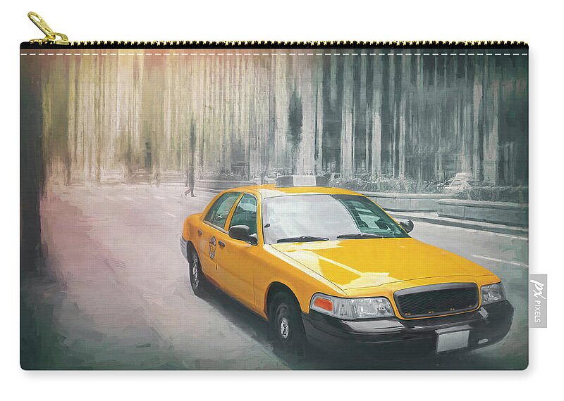 Chicago Zip Pouch featuring the photograph Yellow Taxi Cab Downtown Chicago by Carol Japp