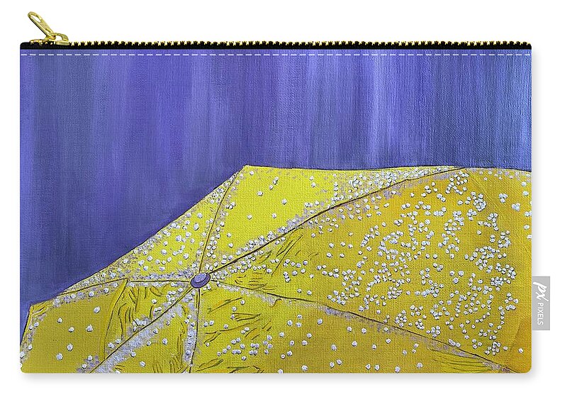 Umbrella Zip Pouch featuring the painting Yellow Umbrella by William Bowers
