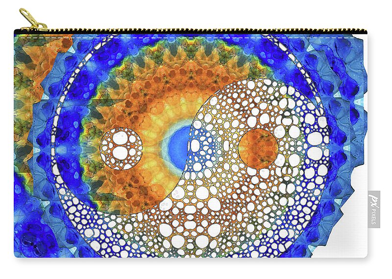 Yin Zip Pouch featuring the painting Yin And Yang - Moving Into Balance - Sharon Cummings by Sharon Cummings