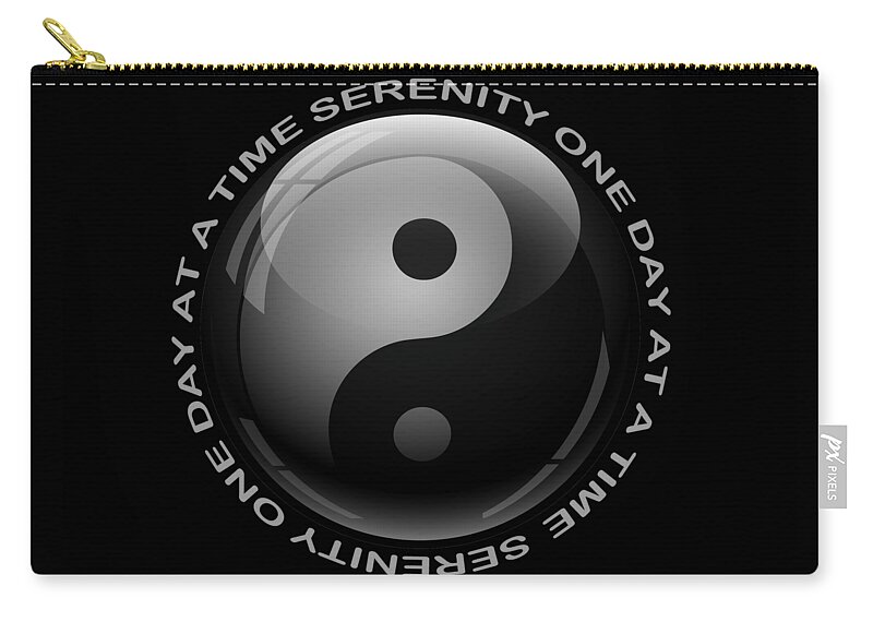 Sobriety Zip Pouch featuring the painting Yin Yang Sobriety Serenity One Day At A Time AA Sober Tee Tees T-Shirt River by Tony Rubino