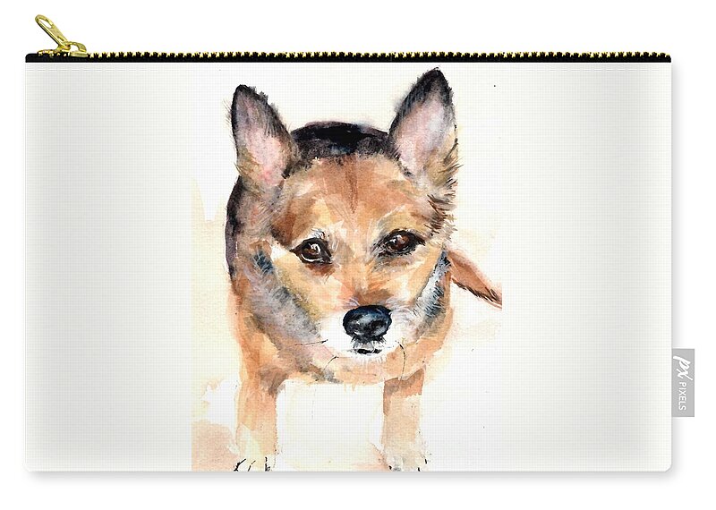 Small Zip Pouch featuring the painting Yogi by Susan Blackaller-Johnson