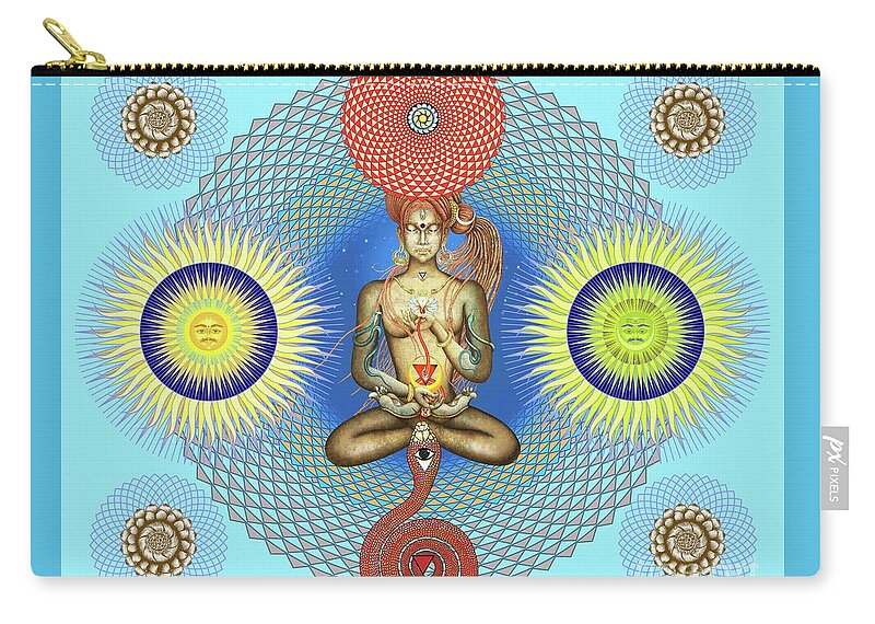 Yogini Carry-all Pouch featuring the mixed media Yogini by Vrindavan Das