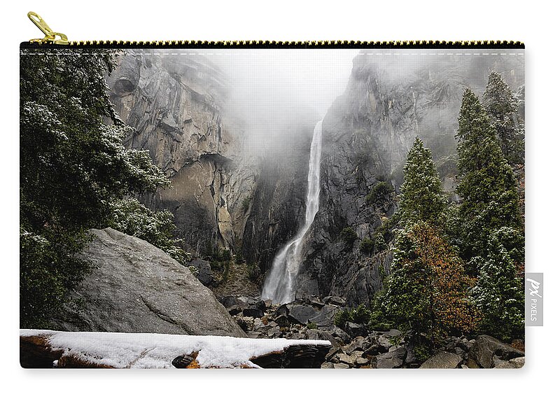 Ca Zip Pouch featuring the photograph Yosemite Falls in Winter I by Cheryl Strahl