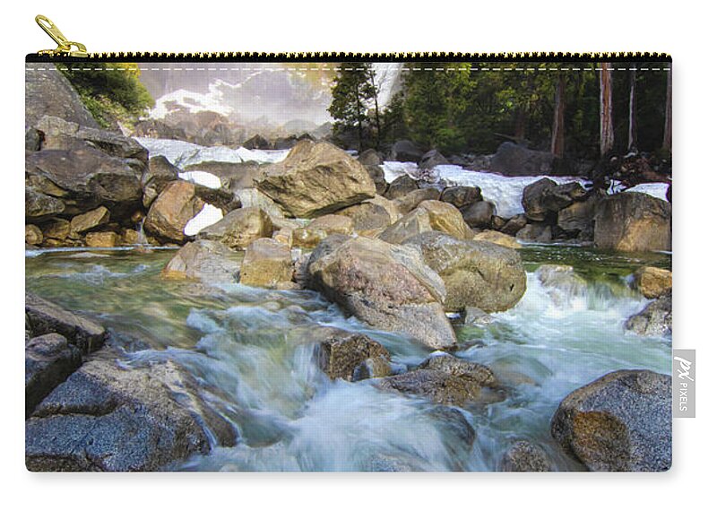Yosemite Zip Pouch featuring the photograph Yosemite Lower Falls by Norma Brandsberg
