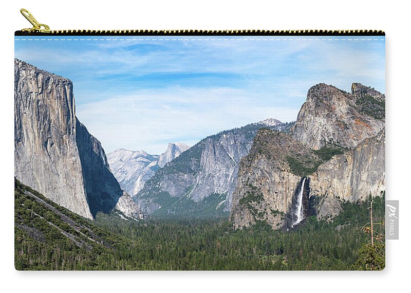 Bridalveil Falls Zip Pouch featuring the photograph Yosemite Panorama by Kevin Suttlehan