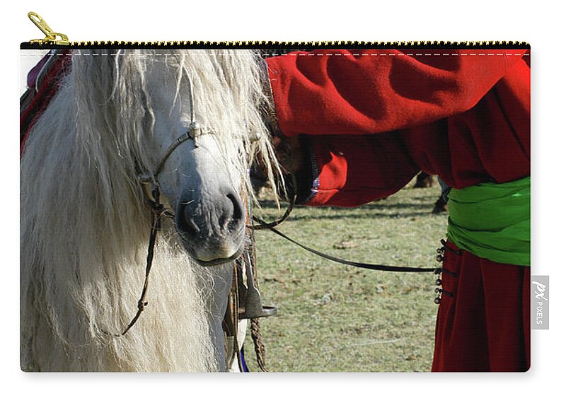 Young Horseman Carry-all Pouch featuring the photograph Young Horseman by Elbegzaya Lkhagvasuren