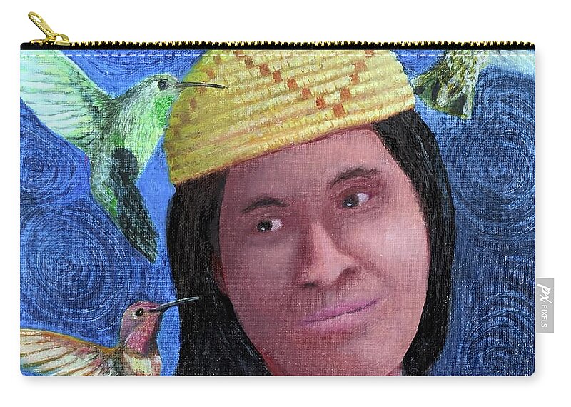 Native American Zip Pouch featuring the painting Young Kumeyaay by Kevin Daly