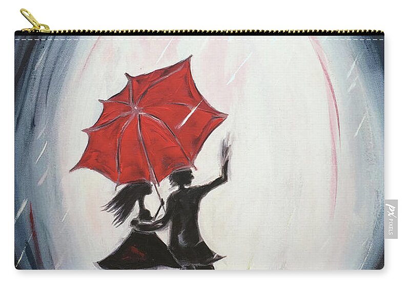 Walking Zip Pouch featuring the painting Young Love Walking by Roxy Rich