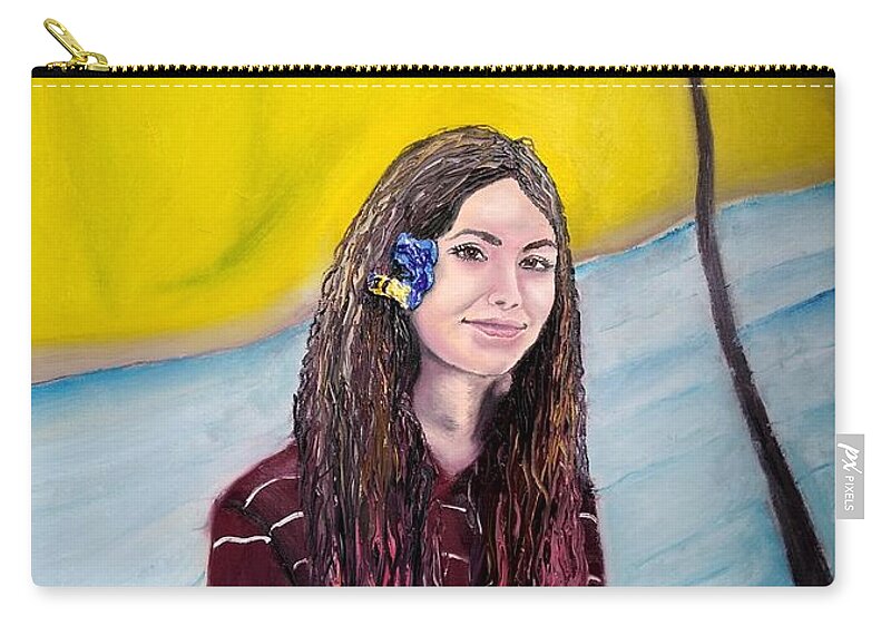 Mona Lisa Zip Pouch featuring the painting Young Mona Lisa by James Dunbar