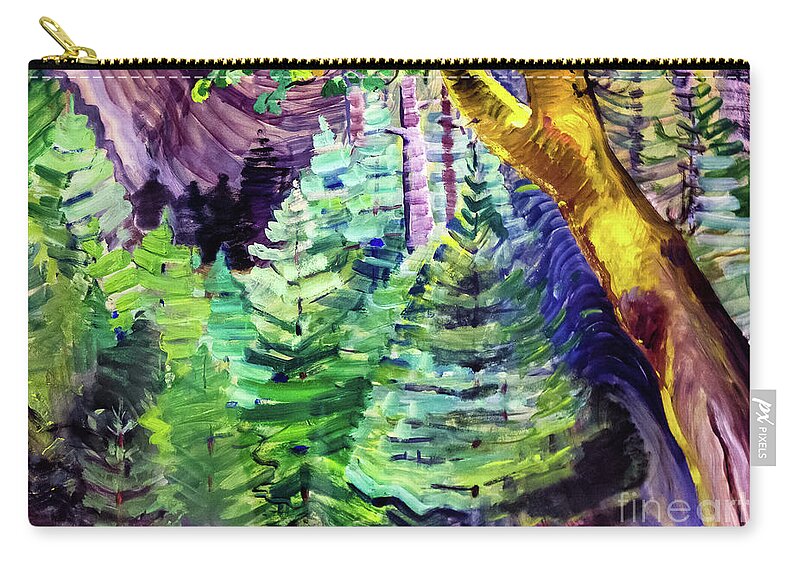 Emily Carr Zip Pouch featuring the painting Young Pines and Old Maple 1938 by Emily Carr by Emily Carr
