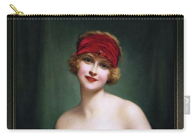 Young Woman In A Negligee Zip Pouch featuring the painting Young Woman In A Negligee by Francois Martin-Kavel by Rolando Burbon