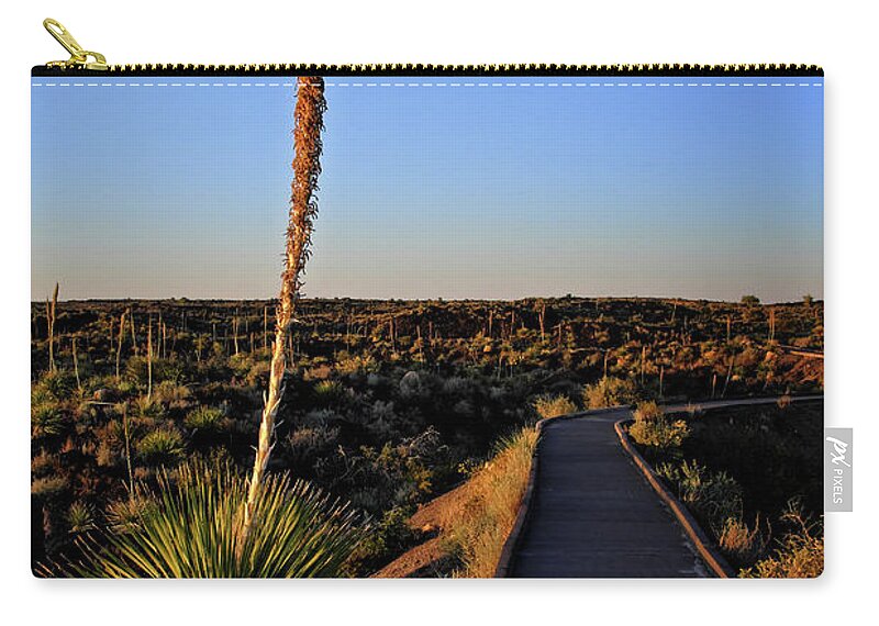 Valley Of The Fires Zip Pouch featuring the photograph Yucca by the Path by George Taylor