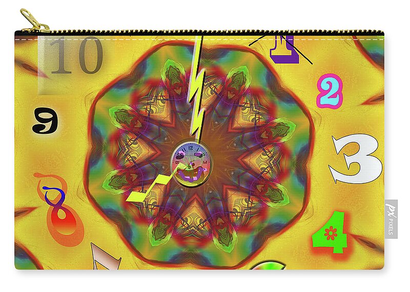  Zip Pouch featuring the mixed media Zap O'Clock by Steve Mitchell