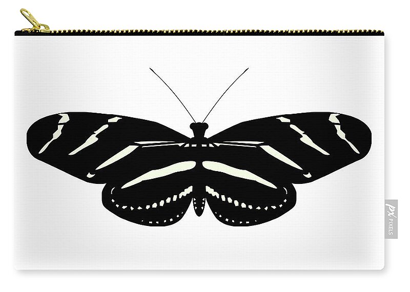 Zebra Longwing Zip Pouch featuring the digital art Zebra Longwing by Teresamarie Yawn