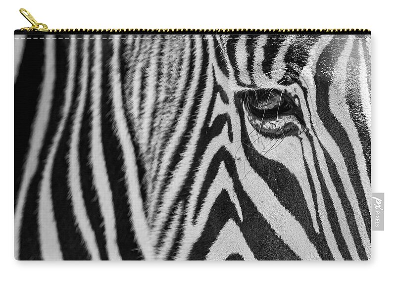 Zebra Carry-all Pouch featuring the photograph Zebra's Eye by Holly Ross