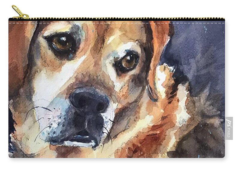 Dog Zip Pouch featuring the painting Zeke by Judith Levins