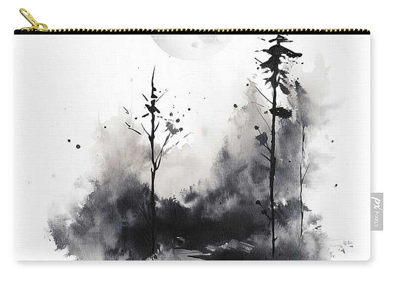 Nature Wabi Sabi Zip Pouch featuring the painting Zen Landscapes by Lourry Legarde