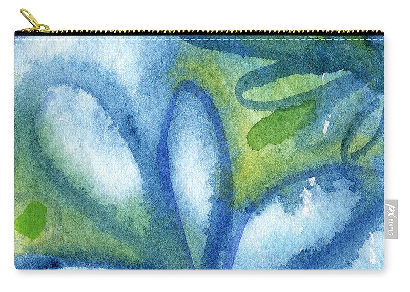 Abstract Zip Pouch featuring the painting Zen Leaves by Linda Woods